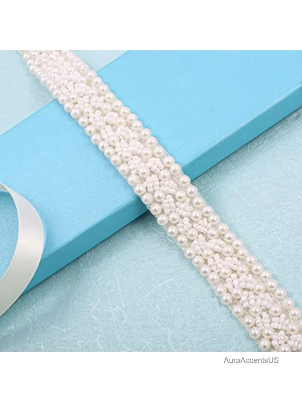 Handmade Pearl and Rhinestone Bridal Wedding Sash Belt